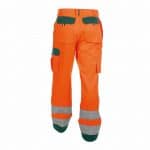 buffalo high visibility work trousers with knee pockets fluo orange bottle green back