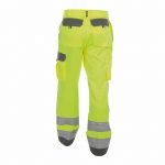 buffalo high visibility work trousers with knee pockets fluo yellow cement grey back