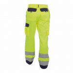 buffalo high visibility work trousers with knee pockets fluo yellow navy back
