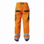 chicago high visibility work trousers with knee pockets fluo orange navy back