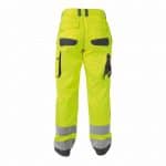 chicago high visibility work trousers with knee pockets fluo yellow cement grey back