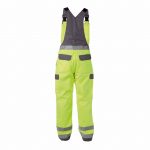 colombia multinorm high visibility brace overall with knee pockets fluo yellow graphite grey back