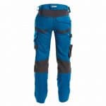 dynax work trousers with stretch and knee pockets azure blue anthracite grey back