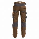 dynax work trousers with stretch and knee pockets clay brown anthracite grey back