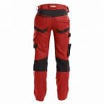 dynax work trousers with stretch and knee pockets red black back