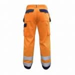 glasgow high visibility trousers with holster pockets and knee pockets fluo orange navy back