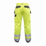 glasgow high visibility trousers with holster pockets and knee pockets fluo yellow cement grey back