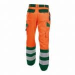 lancaster high visibility work trousers fluo orange bottle green back