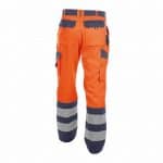 lancaster high visibility work trousers fluo orange navy back