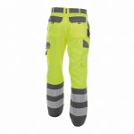 lancaster high visibility work trousers fluo yellow cement grey back