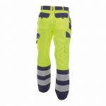lancaster high visibility work trousers fluo yellow navy back