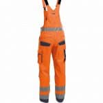 malmedy high visibility brace overall with knee pockets fluo orange navy back
