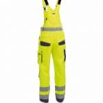 malmedy high visibility brace overall with knee pockets fluo yellow navy back