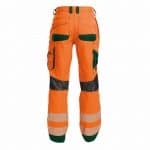 odessa summer high visibility trousers with knee pockets fluo orange bottle green back