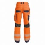 odessa summer high visibility trousers with knee pockets fluo orange navy back