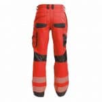 odessa summer high visibility trousers with knee pockets fluo red cement grey back