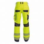 odessa summer high visibility trousers with knee pockets fluo yellow navy back