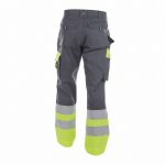 omaha high visibility work trousers cement grey fluo yellow back