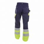 omaha high visibility work trousers navy fluo yellow back