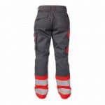 phoenix high visibility work trousers cement grey fluo red back