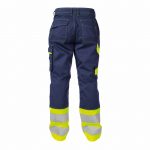 phoenix high visibility work trousers navy fluo yellow back