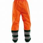 sola high visibility waterproof work trousers fluo orange bottle green back