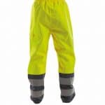 sola high visibility waterproof work trousers fluo yellow cement grey back