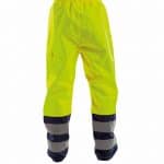 sola high visibility waterproof work trousers fluo yellow navy back