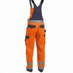 toulouse high visibility brace overall with knee pockets fluo orange navy back