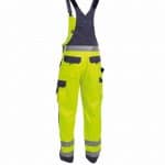 toulouse high visibility brace overall with knee pockets fluo yellow navy back