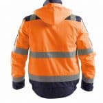 lima high visibility winter jacket fluo orange navy back