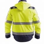 lima high visibility winter jacket fluo yellow navy back