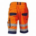lucca high visibility work shorts fluo orange navy back
