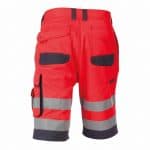 lucca high visibility work shorts fluo red cement grey back