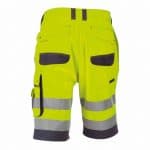 lucca high visibility work shorts fluo yellow cement grey back
