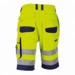 lucca high visibility work shorts fluo yellow navy back