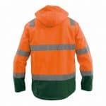 malaga high visibility softshell jacket fluo orange bottle green back