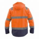 malaga high visibility softshell jacket fluo orange navy back
