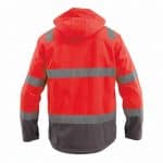malaga high visibility softshell jacket fluo red cement grey back