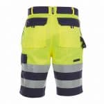 venna high visibility work shorts navy fluo yellow back