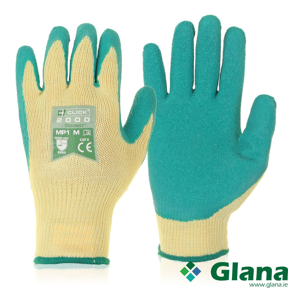 Multi Purpose Green Knitted Glove Latex Coating