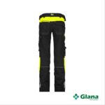 canton women work trousers with stretch and knee pockets for women black fluo yellow back