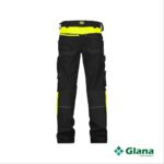 canton work trousers with stretch and knee pockets black fluo yellow back