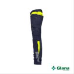 canton work trousers with stretch and knee pockets midnight blue fluo yellow side