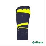 manilla work shorts with stretch midnight blue fluo yellow side