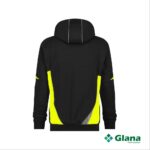 santos hooded sweatshirt black fluo yellow back