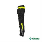 shanghai stretch work trousers with holster pockets and knee pockets black fluo yellow side