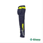 shanghai stretch work trousers with holster pockets and knee pockets midnight blue fluo yellow side