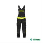 ulsan brace overall with stretch and knee pockets black fluo yellow back